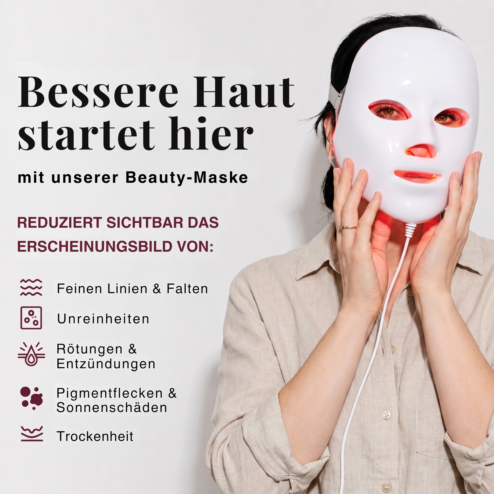 FVRLLY LED-Beauty-Maske | Rotlicht Gesichtsmaske
